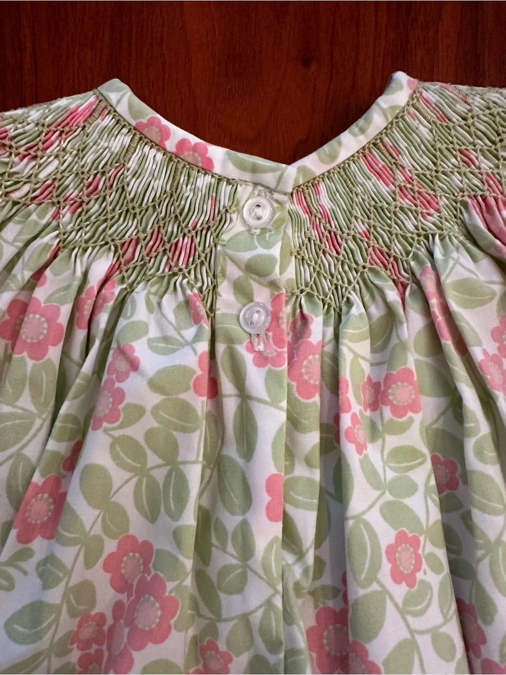 Shrimp and Grits Pink Floral Smocked Flutter-Sleeve Bishop Dress size 2T